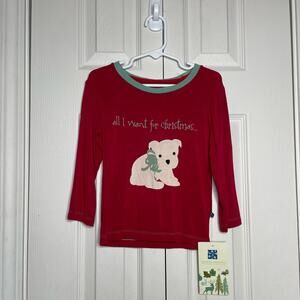Kickee Pants Christmas Bamboo Long Sleeve Top Size 4T